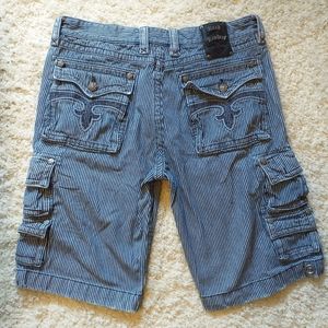 Mens rock revival pin striped cargo shorts, 36